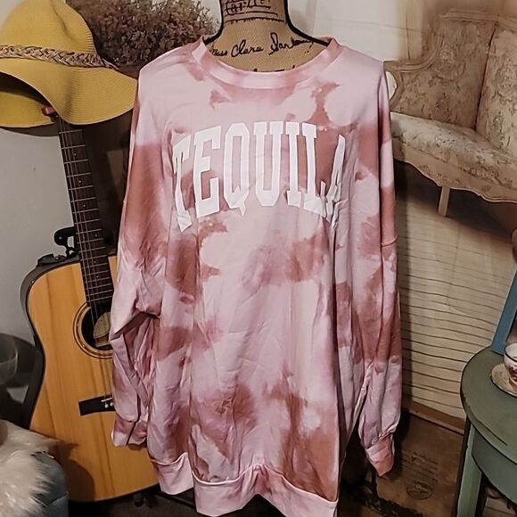New Tequila Womens Oversized Tie Dye Sweatshirts Loose Long Sleeve Crewneck … - Picture 4 of 7